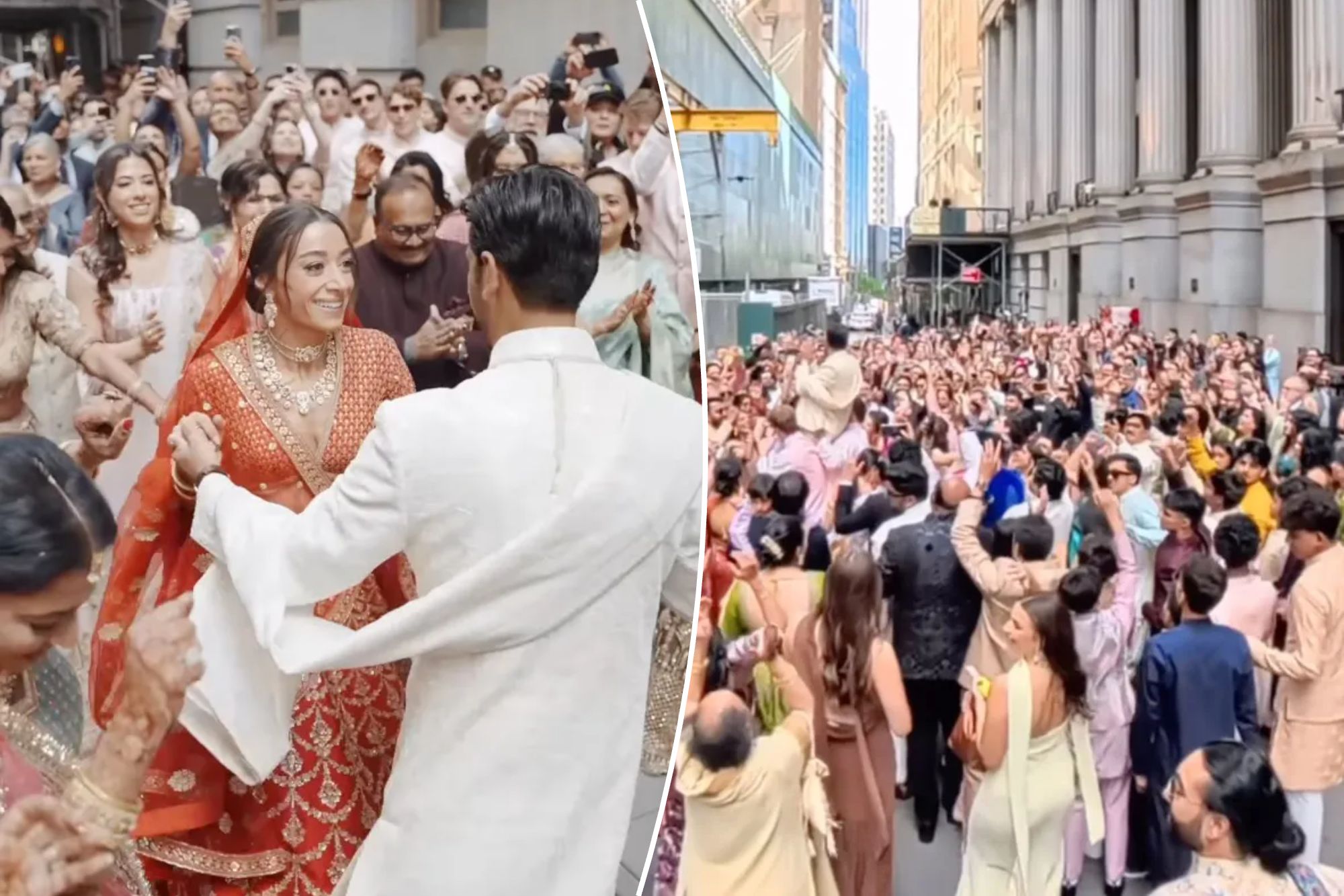 The Outdoor Wedding Parade of Indian Couple Closes Wall Street: Meet the bride and boyfriend
